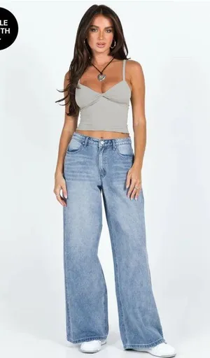 Princess Polly Light Gray Crop Top thumbnail 1