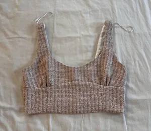 ZARA Tweed Top Corset Crop thumbnail 1
