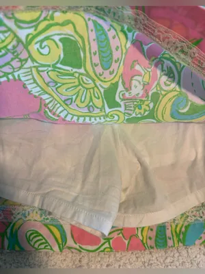 Lilly Pulitzer Pink Green Paisley Print Cotton A-Line Skirt Size 6 thumbnail 7
