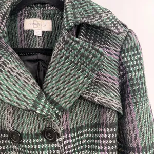 Vintage Donatella Plaid Wool Blend Belted Peacoat Petite Large Dark Academia thumbnail 2