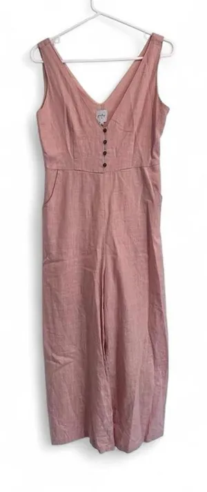 Princess Polly‎ Pink Wide Leg Sleeveless Jumpsuit Cotton Size US 4 V-Neck thumbnail 1