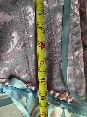 Lavender Floral Brocade Corset Pastel pink blue Ribbon Trim M costume party sexy thumbnail 8