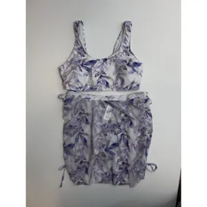 Cupshe Women’s L Floral 3-Pc Bralette Bikini Mesh Skirt CAA12L3A008CV thumbnail 3