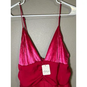 NEW Free People Skylie Saylor Pink Colorblock Going Out Romper Women’s Size 12 thumbnail 5