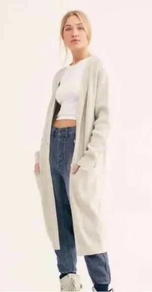 Free People Run to You Duster Cardigan- Grey thumbnail 1