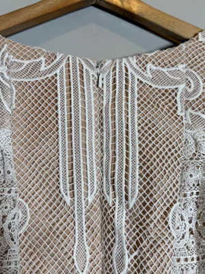 ML Monique Lhuillier Lace Fit & Flare Mini Dress Womens 18 White Formal Cocktail thumbnail 13