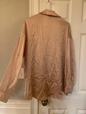 SheIn Satin Nude Button Down thumbnail 5