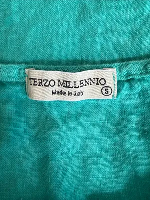 TERZO Millennio Short Sleeve Linen Top Crochet Trim Made In Italy Size Small thumbnail 7