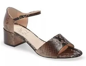 AGL Snake Embossed Brown Strappy Block Heel Sandals EU 39.5 thumbnail 1