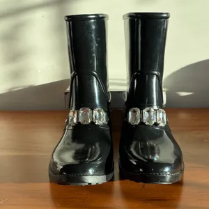 Michael Kors Leslie Black Rubber Crystal Embellished Mid Calf Rain Boots Size 6‎ thumbnail 3