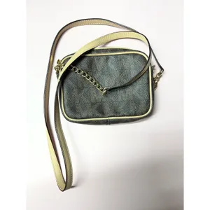 Michael Kors Monogram Small Crossbody Brown Beige Zip Chain Strap Gold Hardware thumbnail 4