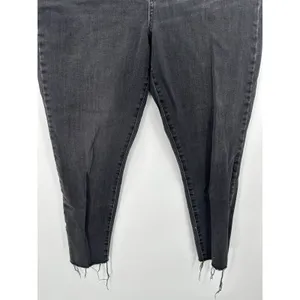 GAP Jeans Women 32 Black Denim True Skinny‎ Button Fly Raw Hem Cotton Blend thumbnail 3