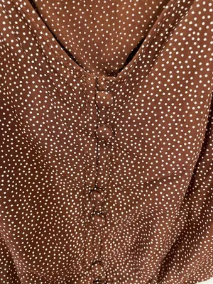 Abercrombie & Fitch brown polka dot crop top thumbnail 3