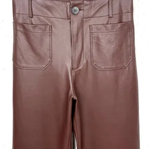 Anthropologie Maeve Colette Faux Leather Cropped Wide Leg Pants Brown Size 28 thumbnail 6