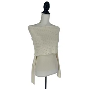 Le Superbe Aura Embellished Off-The-Shoulder‎ Sweater in Snow thumbnail 7