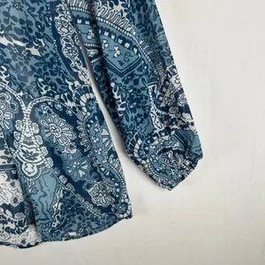 Show‎ Me Your Mumu Blue Paisley Print Bailey Back Tie Romper Long Sleeve XS thumbnail 8