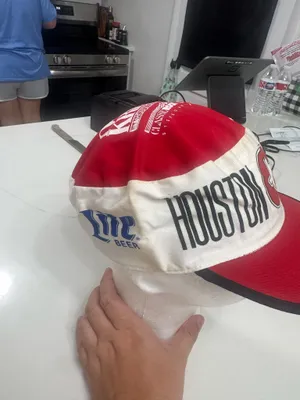 Vintage 80s Houston Gamblers USFL Painter Hat Miller Lite KRBE 104 Classic Rock thumbnail 2