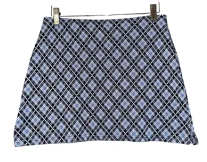 Vintage Y2K Joe Benbasset Plaid‎ Micro Mini Skirt Made in USA Medium Blue Preppy thumbnail 1
