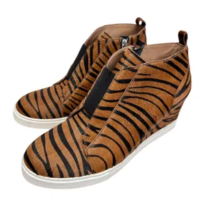 Linea Paolo Wedge Sneaker Size 8 Real Calf Hair Leather‎ Fashion Zebra Print NEW thumbnail 2