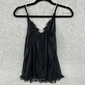 Victoria's Secret Black Lace Sheer Babydoll Nightgown Adjustable Straps Size S thumbnail 5