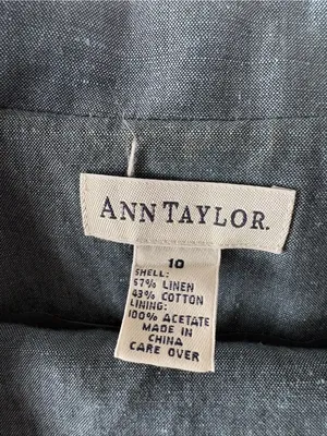 Ann Taylor Vintage Blue Classic Blazer and Skirt Suit Linen Cotton Blend 8/10 thumbnail 2