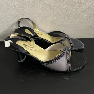 Chinese Laundry Women’s Black Beaded Mesh Fabric Kitten Slingback Party Heels 6 thumbnail 3