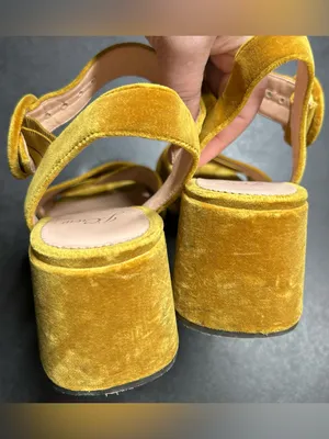 J.Crew Size 7 Penny Amber Gold Velvet Sandals thumbnail 4