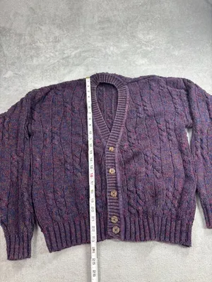 River Brand Arrow Cardigan Sweater Womens Medium Purple Chunky Knit Long Sleeve thumbnail 4