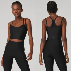 ALO Yoga Black Double-Strap Cropped Tank thumbnail 2
