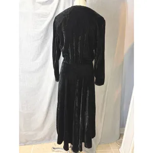 Vintage Donna Morgan Black Velvet Maxi Dress Long‎ Sleeve Side Zip 13/14 thumbnail 5