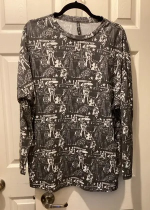 Two fly-Women's Long Sleeve Graphic Tee - Grey/White western thumbnail 1