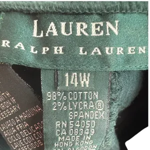 Lauren Ralph Lauren Womens Green Corduroy Straight Leg High Rise Pants Size 14W thumbnail 3