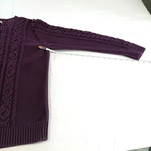 LL Bean Purple‎ Double L Mixed Cable Crew Neck Pullover Cotton Sweater LARGE Purple thumbnail 8
