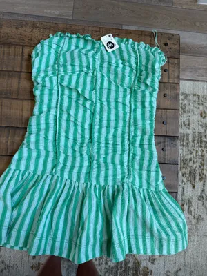 Free People Green Striped Sundress thumbnail 1
