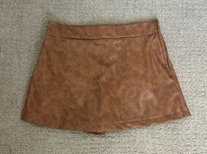 Altar'd State Cognac Faux Leather A-Line Mini Skort size small thumbnail 1