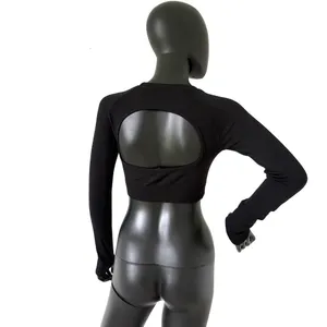 Gym Top T-shirt Crop Top Blouse Cover Up Tee Long Sleeve Sport Tee Slim Fit Top thumbnail 2