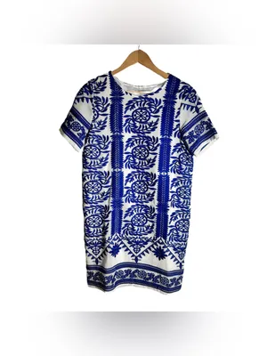 Lulu's Fond of You Shift Dress Women's Small Blue Embroidered Mini Coastal Vacay thumbnail 4