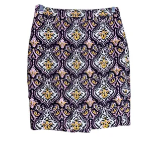J.Crew Pencil Skirt Boho Paisley Damask Cotton Lined Pink Women Size 0 Cotton thumbnail 2