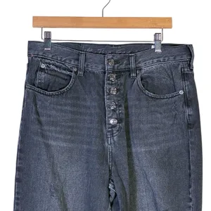 We The Free Free People High Rise Distressed Straight Leg Jeans Black Size 31 thumbnail 2