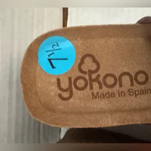 NEW Yokono Spain Brown Leather Cork Wedge Sandals Shoes w/Buckle - Size 7.5 thumbnail 4