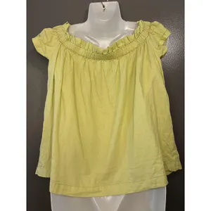 Free People Blouse Womens 10 Yellow Off Shoulder Flutter Sleeve Linen Tunic thumbnail 6
