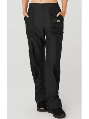 Alo Blaze Trouser Pants Black High-Rise Waist Cargo Windbreaker Hiking Edgy S thumbnail 4