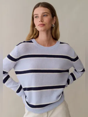NWT Few Moda Sofia Cashmere Sweater size Small S blue stripe morning mist CAARA thumbnail 1