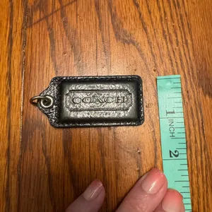 Coach Black Leather Bag Tag Y2K Poppy thumbnail 3