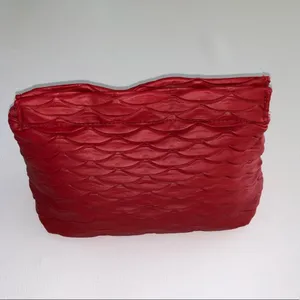 Red Scallop Textured Zippered Cosmetic Makeup Organizer Bag RevitaLash thumbnail 8