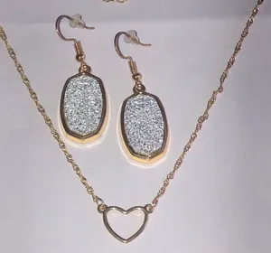 Jasmine Lane Gold Tone and Silver Earrings and Necklace Set thumbnail 1