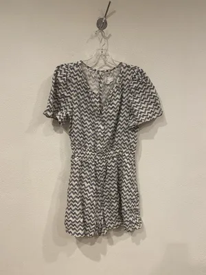 Anthropologie Somerset Romper Womens Small Chevron Short Sleeve Elastic Waist thumbnail 2