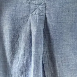 Theory Blue Cotton Chambray Collarless Tunic Shirt Long Sleeve G0704 S thumbnail 6