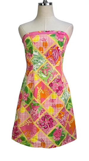 Vintage Lilly Pulitzer Strapless Mini Dress Pink thumbnail 1