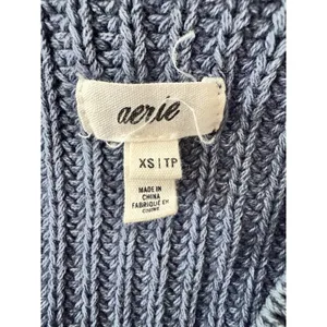 Aerie Wide V-Neck Oversized Pullover‎ Sweater Distressed Blue Women's Size XS thumbnail 7